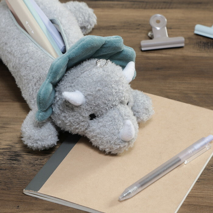 ペンケース アニマル トリケラトプス グリーン 完成品 W150×D310×H110mm 0.064kg fj-41679の画像