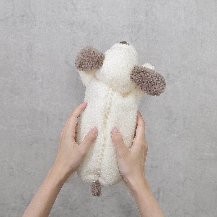 ペンケース アニマル BIG いぬ アイボリー×グレージュ 完成品 W175×D290×H90mm 0.065kg fj-41681の画像