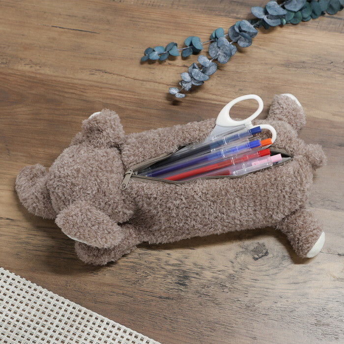 ペンケース アニマル BIG ぞう グレージュ 完成品 W160×D340×H95mm 0.07kg fj-41683の画像