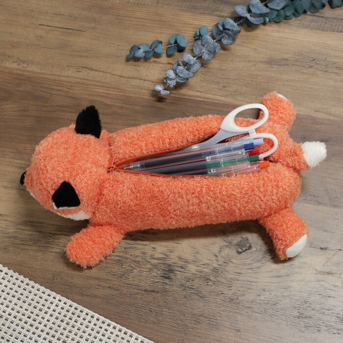 ペンケース アニマル BIG きつね オレンジ 完成品 W180×D330×H100mm 0.065kg fj-41684の画像