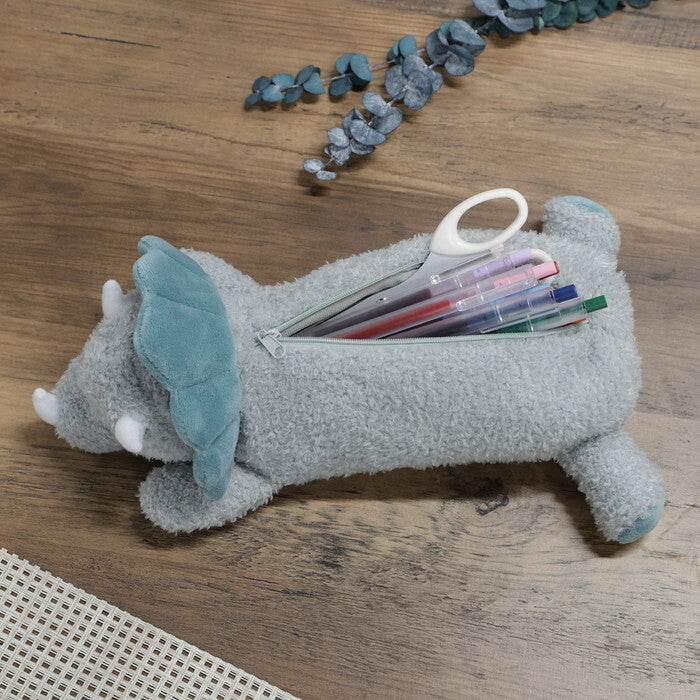 ペンケース アニマル BIG トリケラトプス グリーン 完成品 W160×D310×H110mm 0.068kg fj-41685の画像