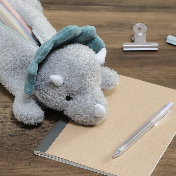 ペンケース アニマル BIG トリケラトプス グリーン 完成品 W160×D310×H110mm 0.068kg fj-41685の画像