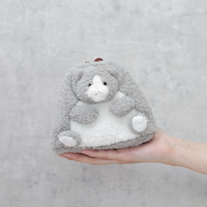 ポーチ アニマル 巾着型 ねこ グレー×ホワイト 完成品 W150×D105×H120mm 0.032kg fj-41688の画像