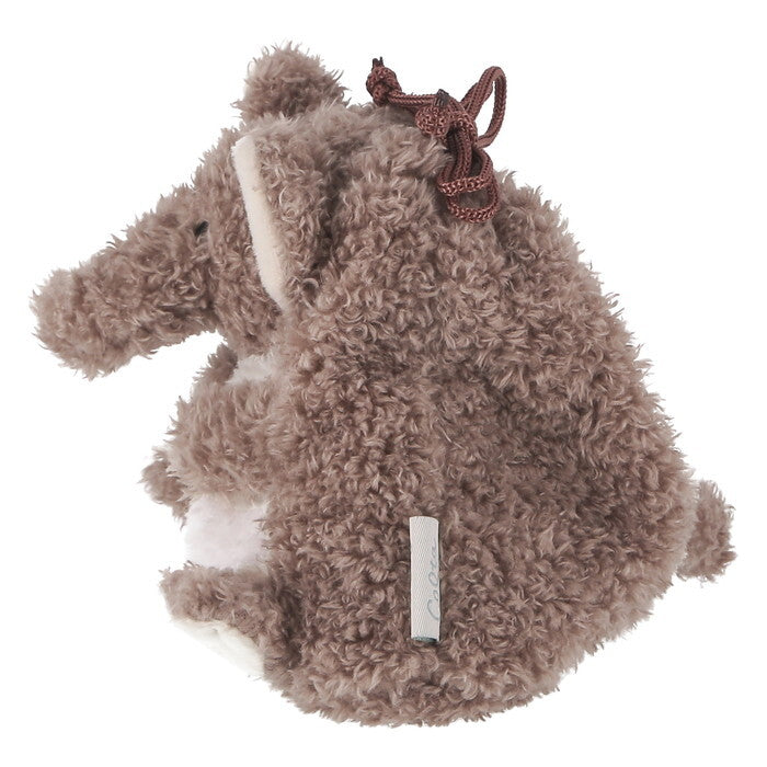 ポーチ アニマル 巾着型 ぞう グレージュ 完成品 W150×D130×H120mm 0.035kg fj-41689の画像