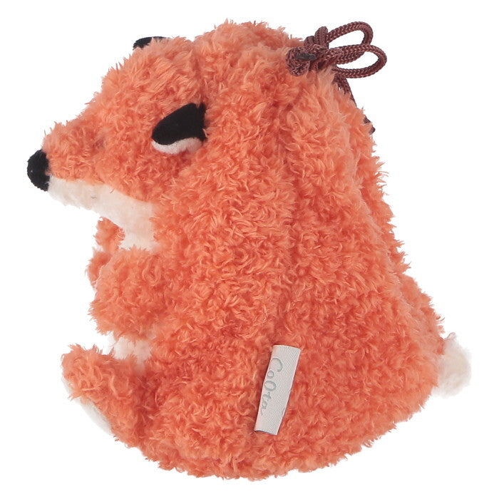 ポーチ アニマル 巾着型 きつね オレンジ 完成品 W150×D120×H120mm 0.031kg fj-41690の画像