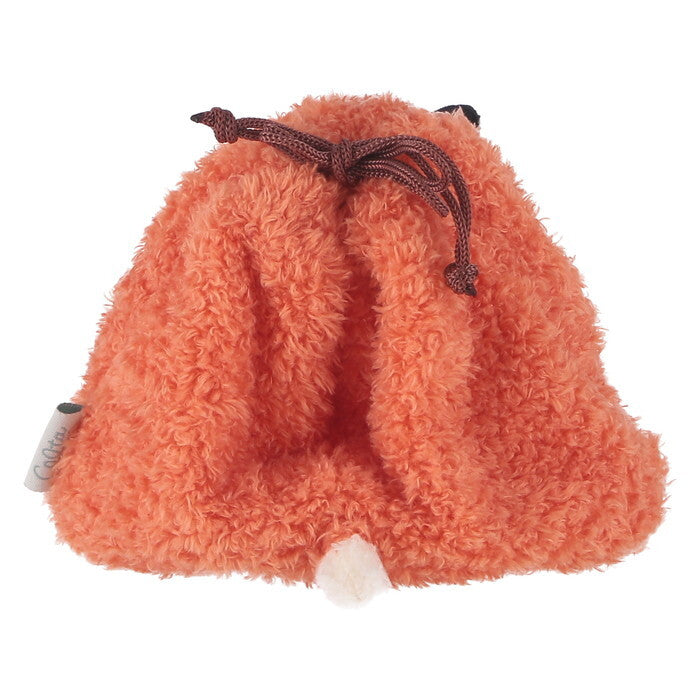 ポーチ アニマル 巾着型 きつね オレンジ 完成品 W150×D120×H120mm 0.031kg fj-41690の画像