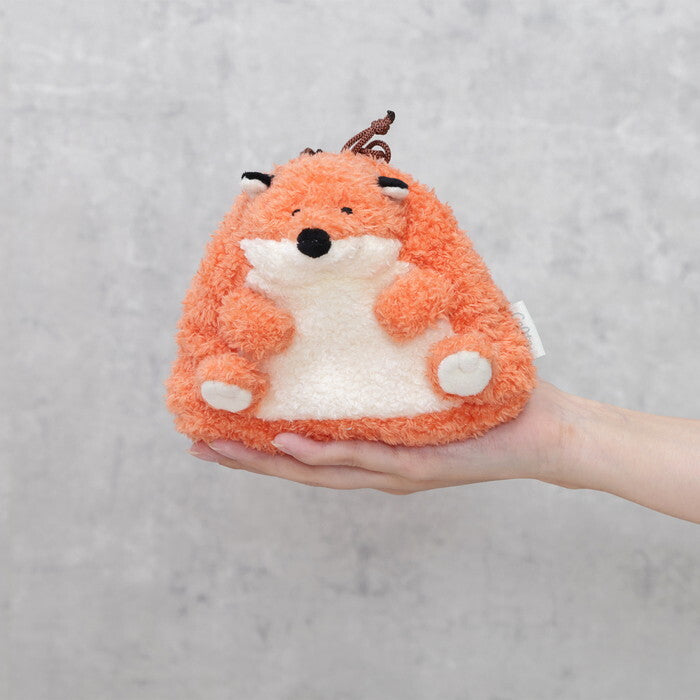 ポーチ アニマル 巾着型 きつね オレンジ 完成品 W150×D120×H120mm 0.031kg fj-41690の画像