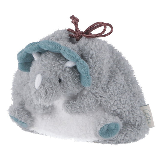 ポーチ アニマル 巾着型 トリケラトプス グリーン 完成品 W150×D105×H120mm 0.034kg fj-41691の画像