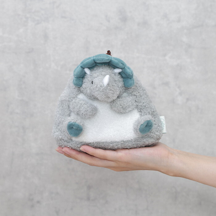 ポーチ アニマル 巾着型 トリケラトプス グリーン 完成品 W150×D105×H120mm 0.034kg fj-41691の画像