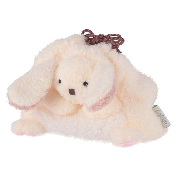 ポーチ アニマル 巾着型 うさぎ ホワイト×ピンク 完成品 W150×D105×H120mm 0.032kg fj-41692の画像