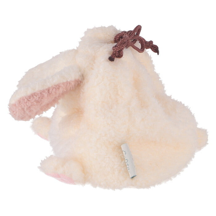 ポーチ アニマル 巾着型 うさぎ ホワイト×ピンク 完成品 W150×D105×H120mm 0.032kg fj-41692の画像