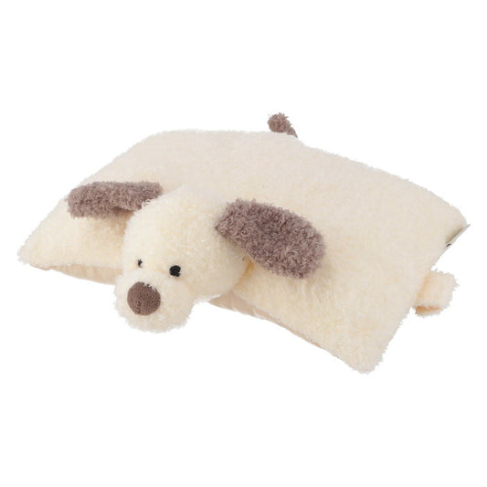 ぬいぐるみ 枕にもなる いぬ アイボリー×グレージュ 完成品 W300×D260×H100mm 0.12kg fj-41704の画像