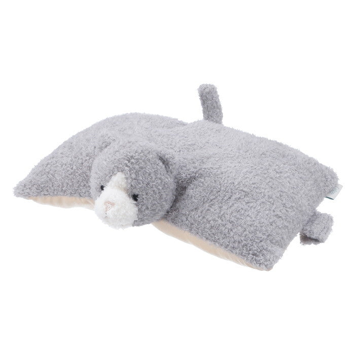 ぬいぐるみ 枕にもなる ねこ グレー×ホワイト 完成品 W300×D255×H110mm 0.12kg fj-41705の画像
