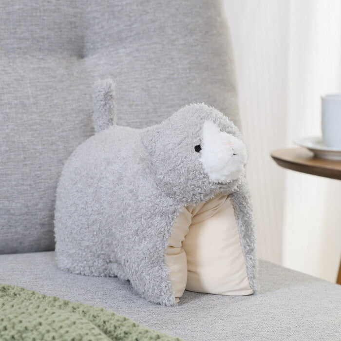 ぬいぐるみ 枕にもなる ねこ グレー×ホワイト 完成品 W300×D255×H110mm 0.12kg fj-41705の画像