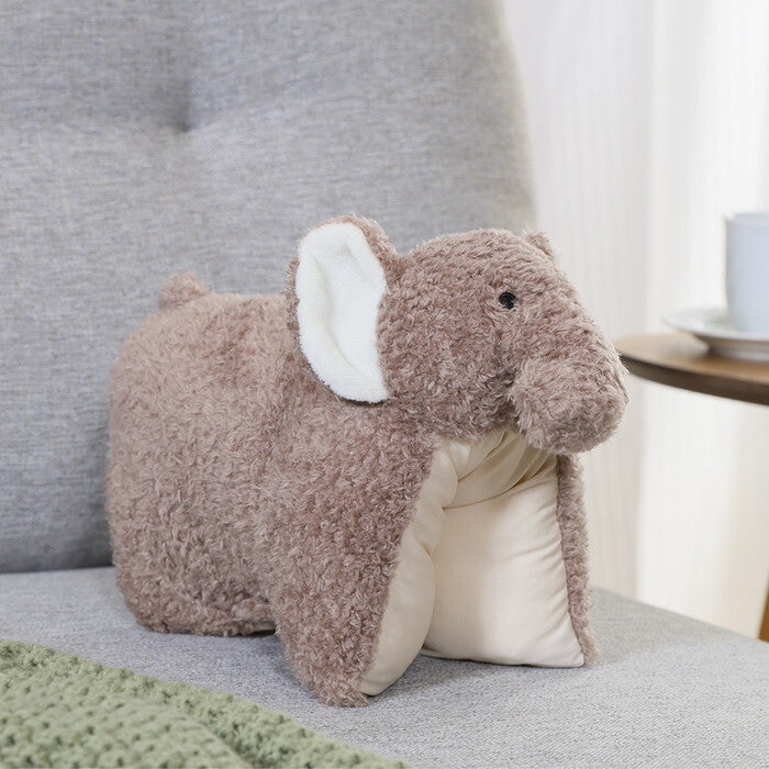 ぬいぐるみ 枕にもなる ぞう グレージュ 完成品 W300×D300×H120mm 0.12kg fj-41706の画像