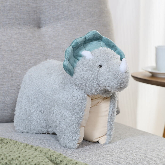 ぬいぐるみ 枕にもなる トリケラトプス グリーン 完成品 W300×D270×H130mm 0.12kg fj-41708の画像