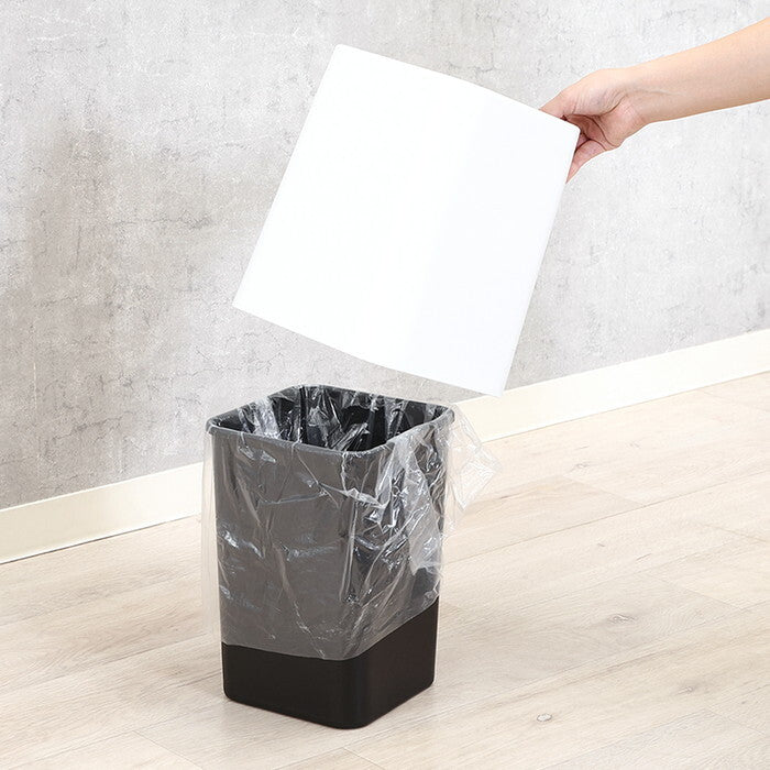 ゴミ箱 袋が隠せる 角形 8L WH ホワイト 完成品 W215×D215×H278mm 0.62kg fj-42998の画像