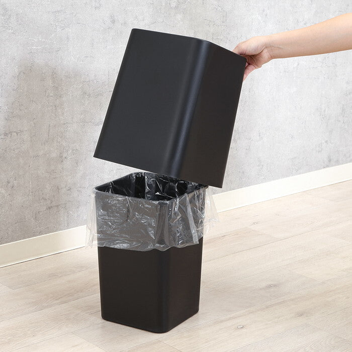 ゴミ箱 袋が隠せる 角形 11L BK ブラック 完成品 W240×D240×H318mm 0.78kg fj-42999の画像