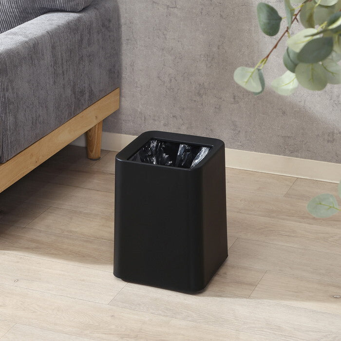 ゴミ箱 袋が隠せる 角形 11L BK ブラック 完成品 W240×D240×H318mm 0.78kg fj-42999の画像