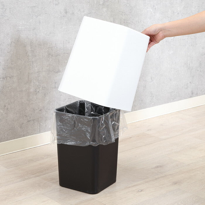 ゴミ箱 袋が隠せる 角形 11L WH ホワイト 完成品 W240×D240×H318mm 0.78kg fj-43000の画像