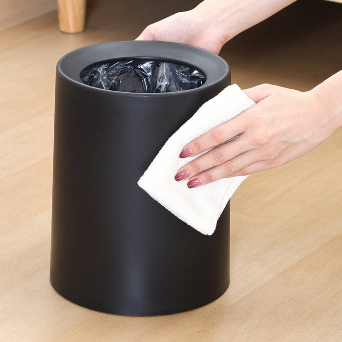 ゴミ箱 袋が隠せる 丸型 6L BK ブラック 完成品 W207×D207×H260mm 0.43kg fj-43001の画像