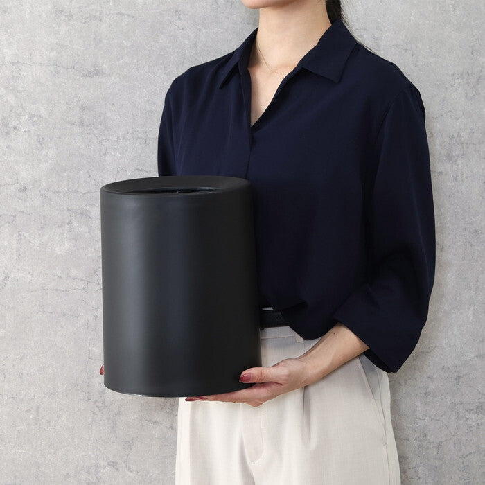 ゴミ箱 袋が隠せる 丸型 6L BK ブラック 完成品 W207×D207×H260mm 0.43kg fj-43001の画像
