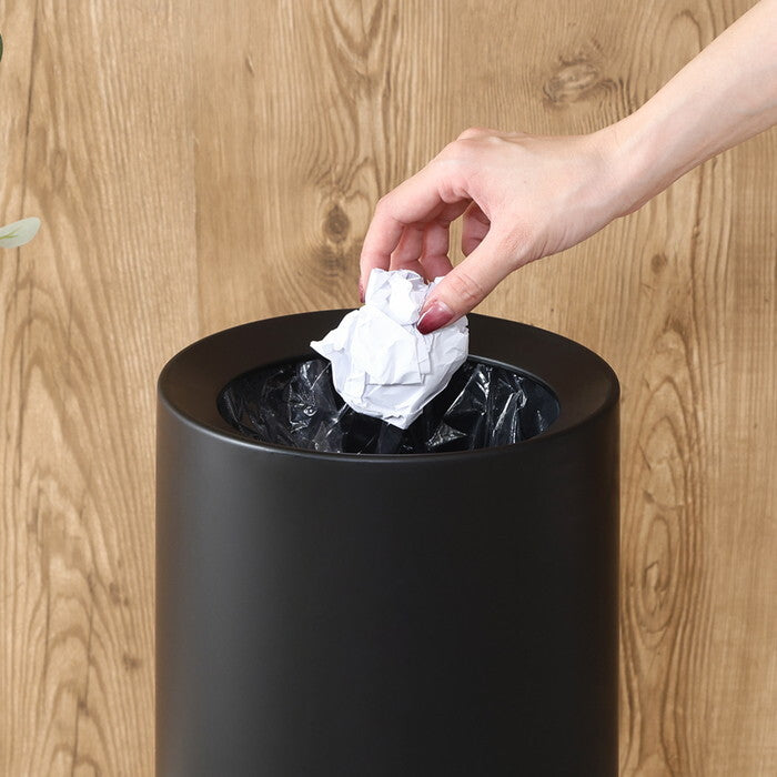 ゴミ箱 袋が隠せる 丸型 10L BK ブラック 完成品 W242×D242×H308mm 0.62kg fj-43003の画像