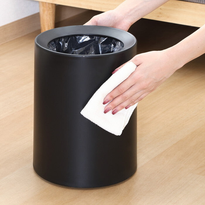 ゴミ箱 袋が隠せる 丸型 10L BK ブラック 完成品 W242×D242×H308mm 0.62kg fj-43003の画像