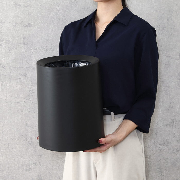 ゴミ箱 袋が隠せる 丸型 10L BK ブラック 完成品 W242×D242×H308mm 0.62kg fj-43003の画像