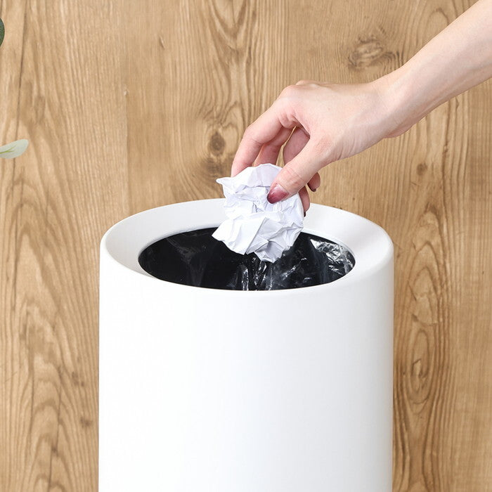 ゴミ箱 袋が隠せる 丸型 10L WH ホワイト 完成品 W242×D242×H308mm 0.62kg fj-43004の画像