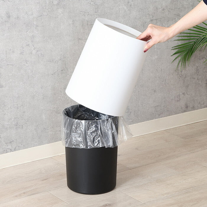 ゴミ箱 袋が隠せる 丸型 10L WH ホワイト 完成品 W242×D242×H308mm 0.62kg fj-43004の画像