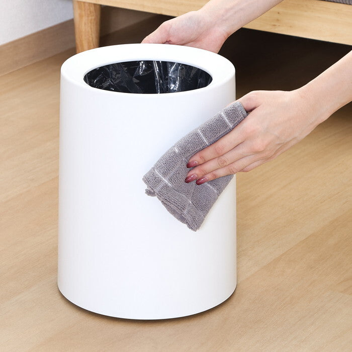 ゴミ箱 袋が隠せる 丸型 10L WH ホワイト 完成品 W242×D242×H308mm 0.62kg fj-43004の画像