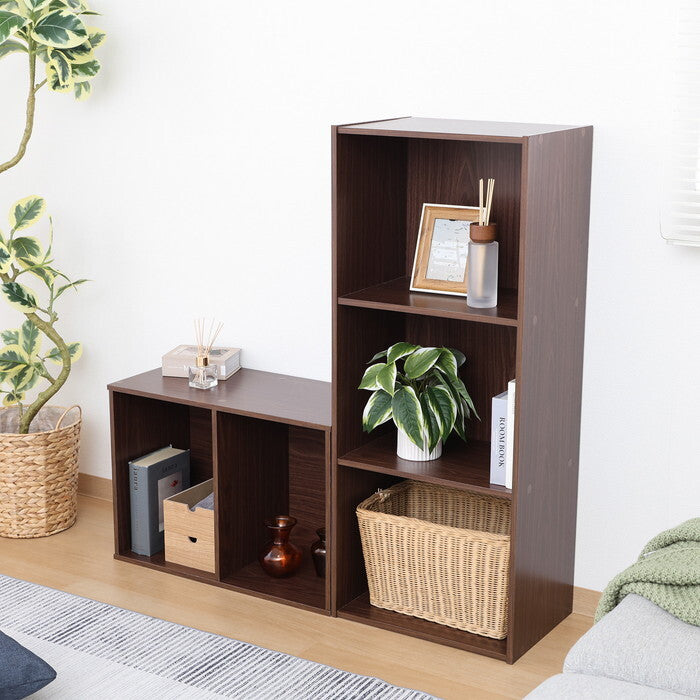 カラーボックス 2段 ブラウン 組立品 W418×D290×H598mm 6.7kg fj-43852の画像