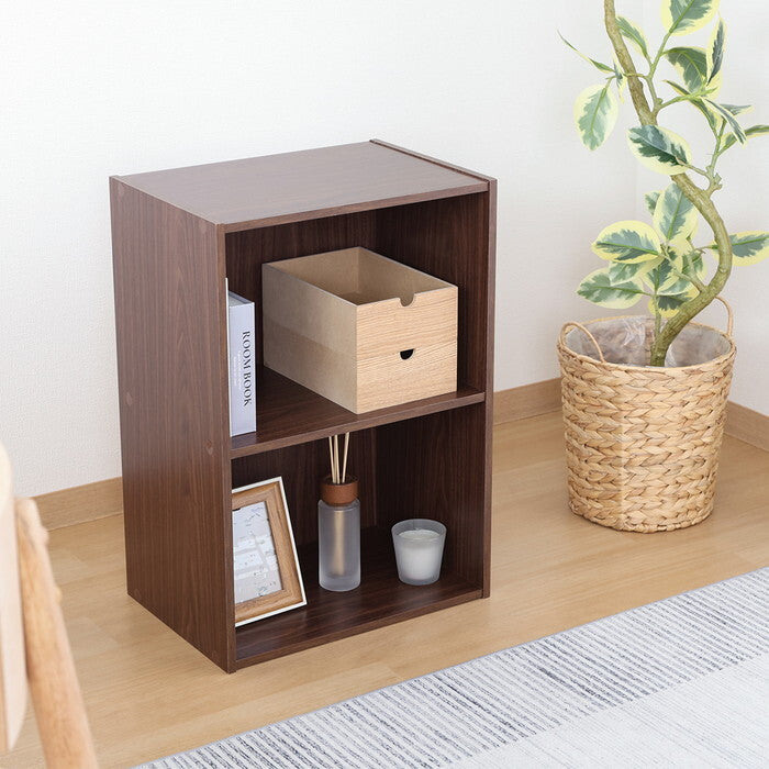 カラーボックス 2段 ブラウン 組立品 W418×D290×H598mm 6.7kg fj-43852の画像
