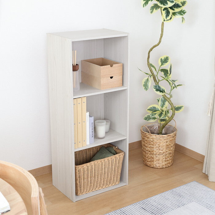 カラーボックス 3段 A4対応 ホワイトウォッシュ 組立品 W418×D290×H1020mm 10.3kg fj-43864の画像