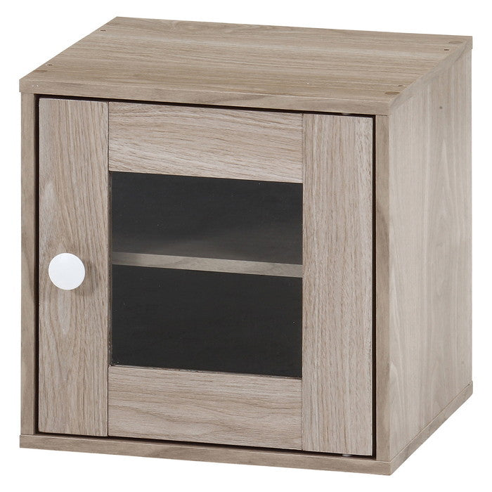 キューブ ボックス ガラス扉 アッシュグレー 幅345×奥行315×高さ345 fj-43902の画像