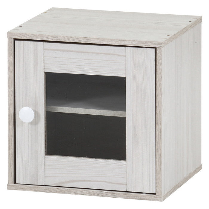 キューブ ボックス ガラス扉 ホワイトウォッシュ 幅345×奥行315×高さ345 fj-43903の画像