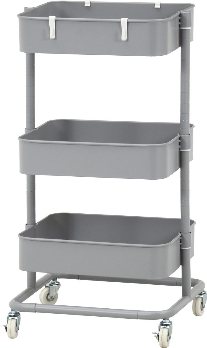 高さが調整できるワゴン マルシェ グレー MH-0302-3GY グレｰ 幅420×奥行360×高さ780mm fj-45067の画像