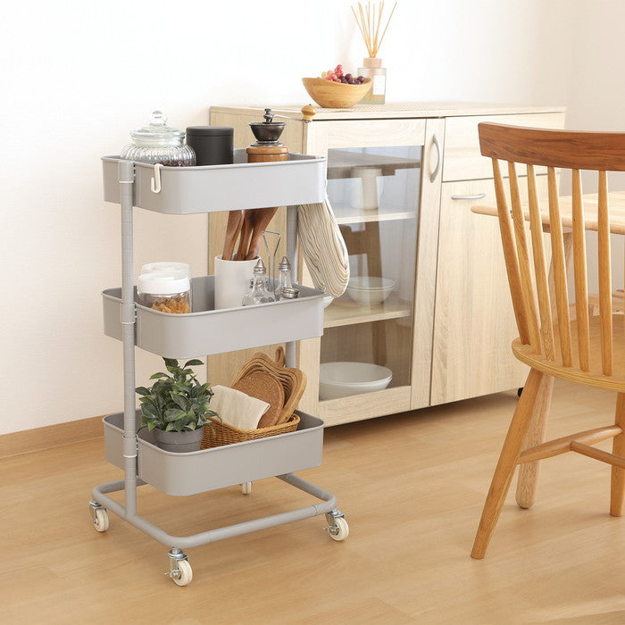 高さが調整できるワゴン マルシェ グレー MH-0302-3GY グレｰ 幅420×奥行360×高さ780mm fj-45067の画像