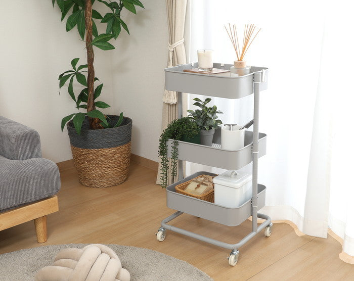 高さが調整できるワゴン マルシェ グレー MH-0302-3GY グレｰ 幅420×奥行360×高さ780mm fj-45067の画像