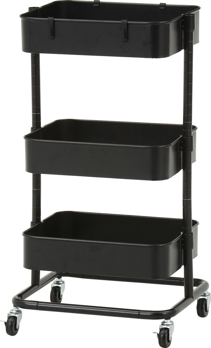 高さが調整できるワゴン マルシェ ブラック MH-0302-3BK ブラック 幅420×奥行360×高さ780mm fj-45068の画像