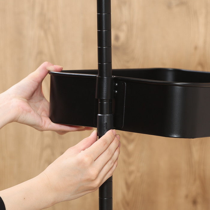 高さが調整できるワゴン マルシェ ブラック MH-0302-3BK ブラック 幅420×奥行360×高さ780mm fj-45068の画像