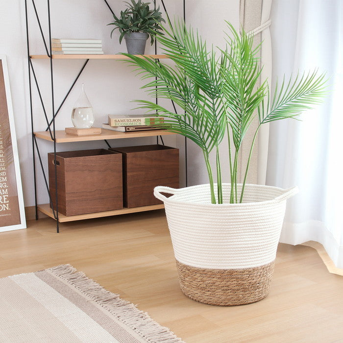 鉢カバー コットン／ガマ 10号 IV 1個箱 FB45385 アイボリｰ 幅400×奥行330×高さ320mm fj-45385の画像