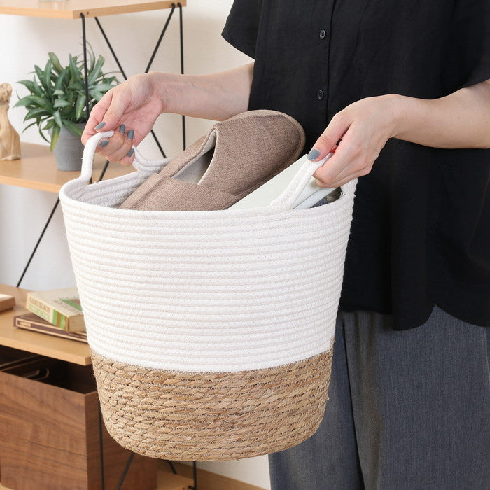 鉢カバー コットン／ガマ 10号 IV 1個箱 FB45385 アイボリｰ 幅400×奥行330×高さ320mm fj-45385の画像