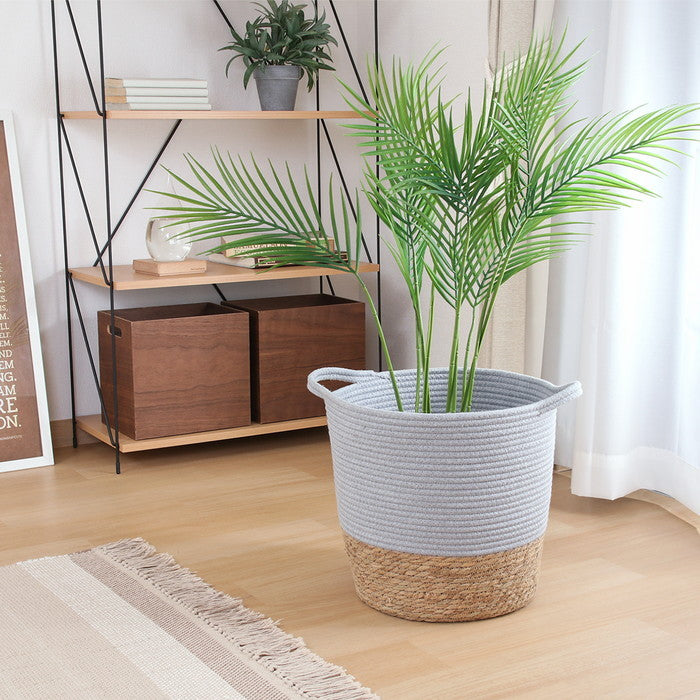 鉢カバー コットン／ガマ 10号 GY 1個箱 FB45386 グレｰ 幅400×奥行330×高さ320mm fj-45386の画像