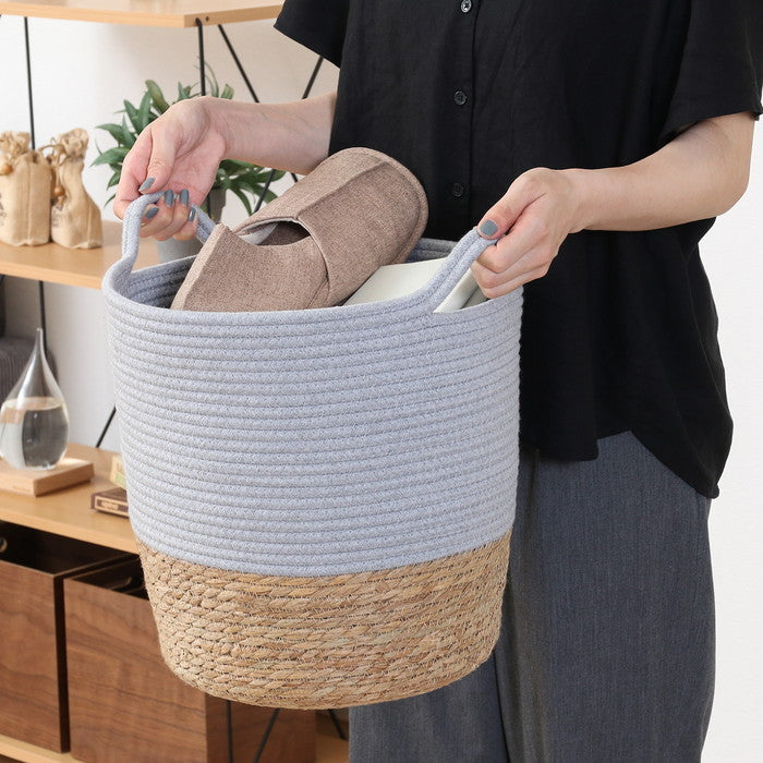 鉢カバー コットン／ガマ 10号 GY 1個箱 FB45386 グレｰ 幅400×奥行330×高さ320mm fj-45386の画像