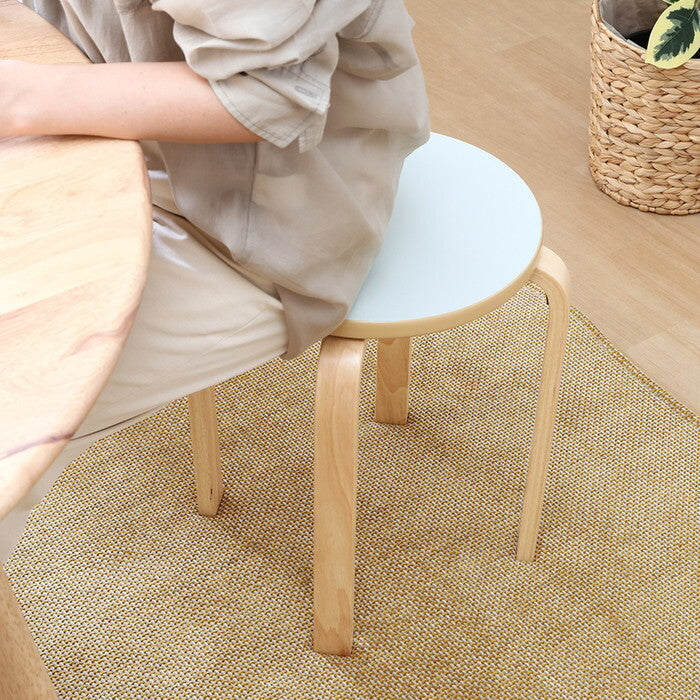 曲脚イス 木製 ブルーグレー座面 ナチュラル 完成品 W330×D330×H440mm 2.7kg fj-46078の画像