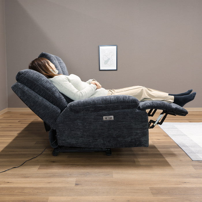 電動リクライナー GRACE 3P BK ブラック 幅2060×奥行1030×高さ990mm fj-49113の画像