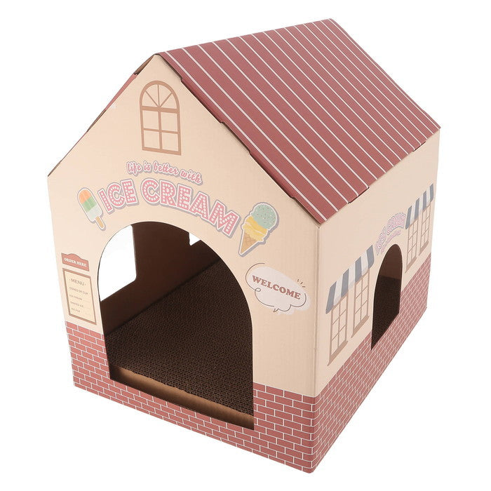 猫用 ネコ用 爪とぎ KDタイプ ハウス ピンク 幅370×奥行300×高さ380 fj-49194の画像