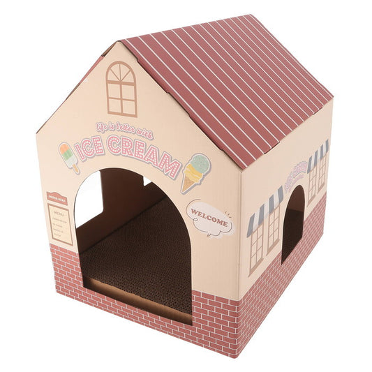 猫用 ネコ用 爪とぎ KDタイプ ハウス ピンク 幅370×奥行300×高さ380 fj-49194の画像